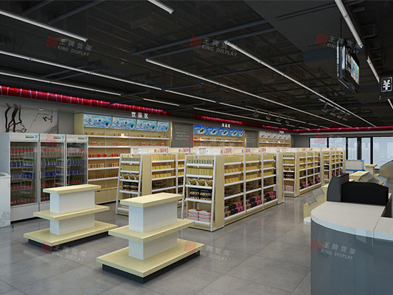 超市便利店食品店中岛三层叠台展示货架